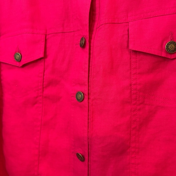Carole Little 2X Pink Linen Jacket Button Front Lightweight Plus Size - Picture 4 of 7